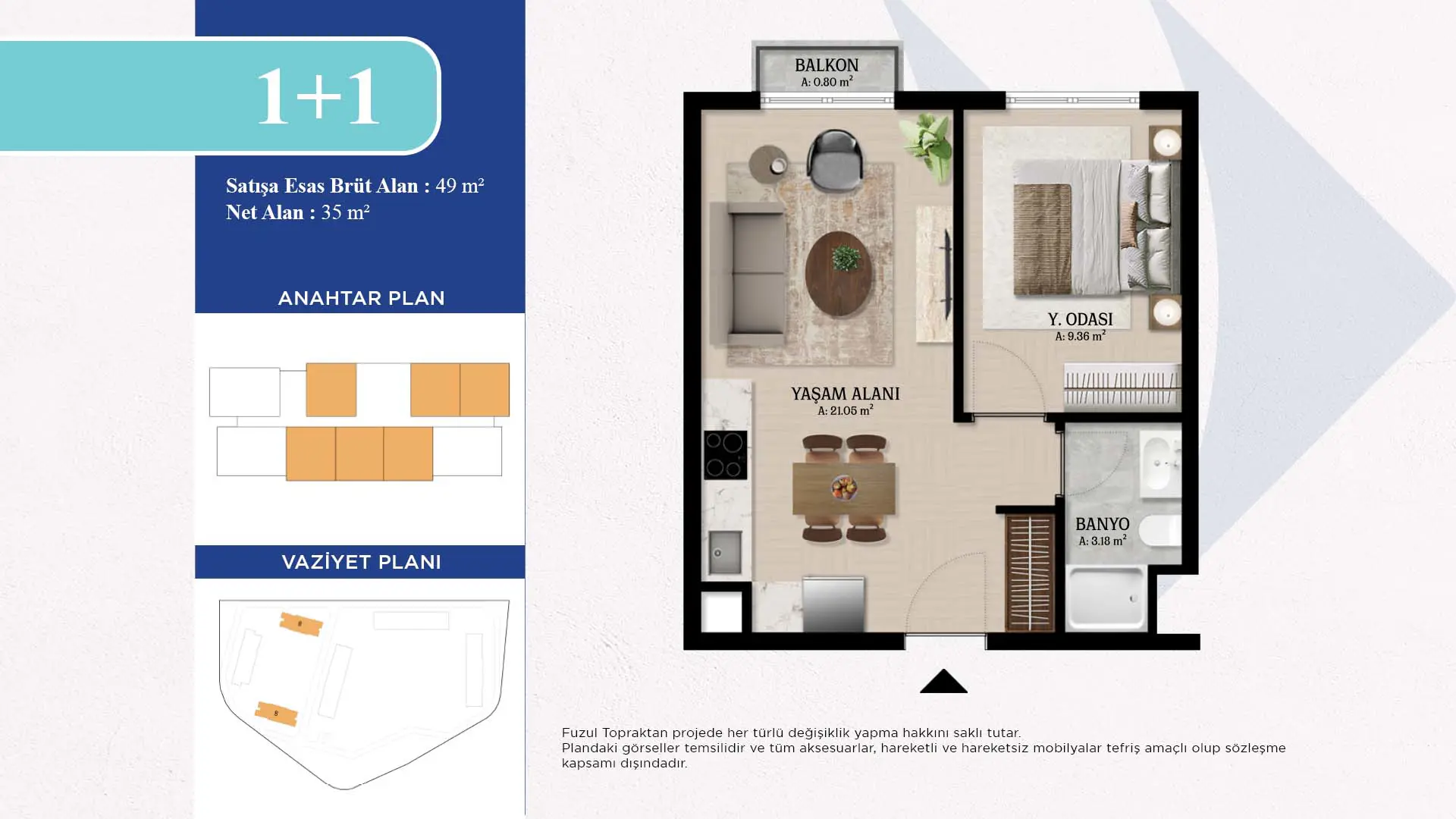1+1 Daire Tipi Görseli