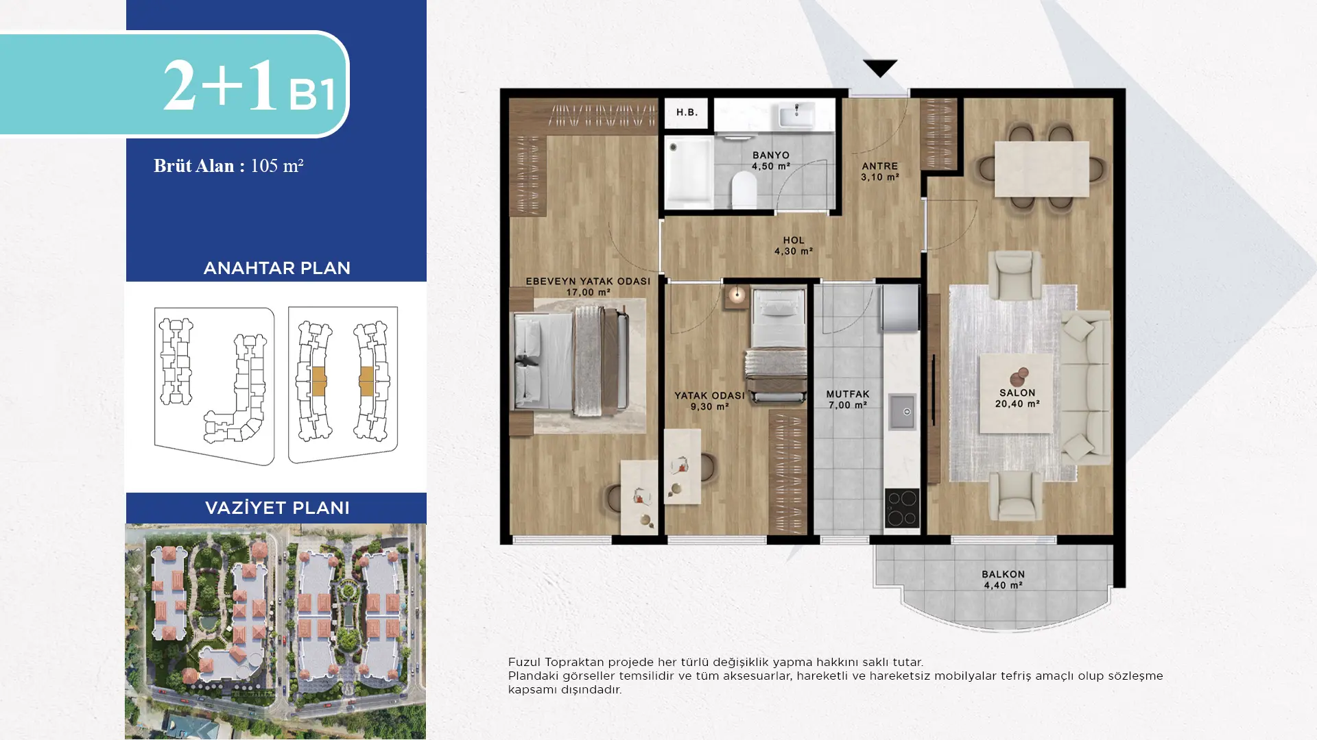 2+1 B1 Daire Tipi Görseli