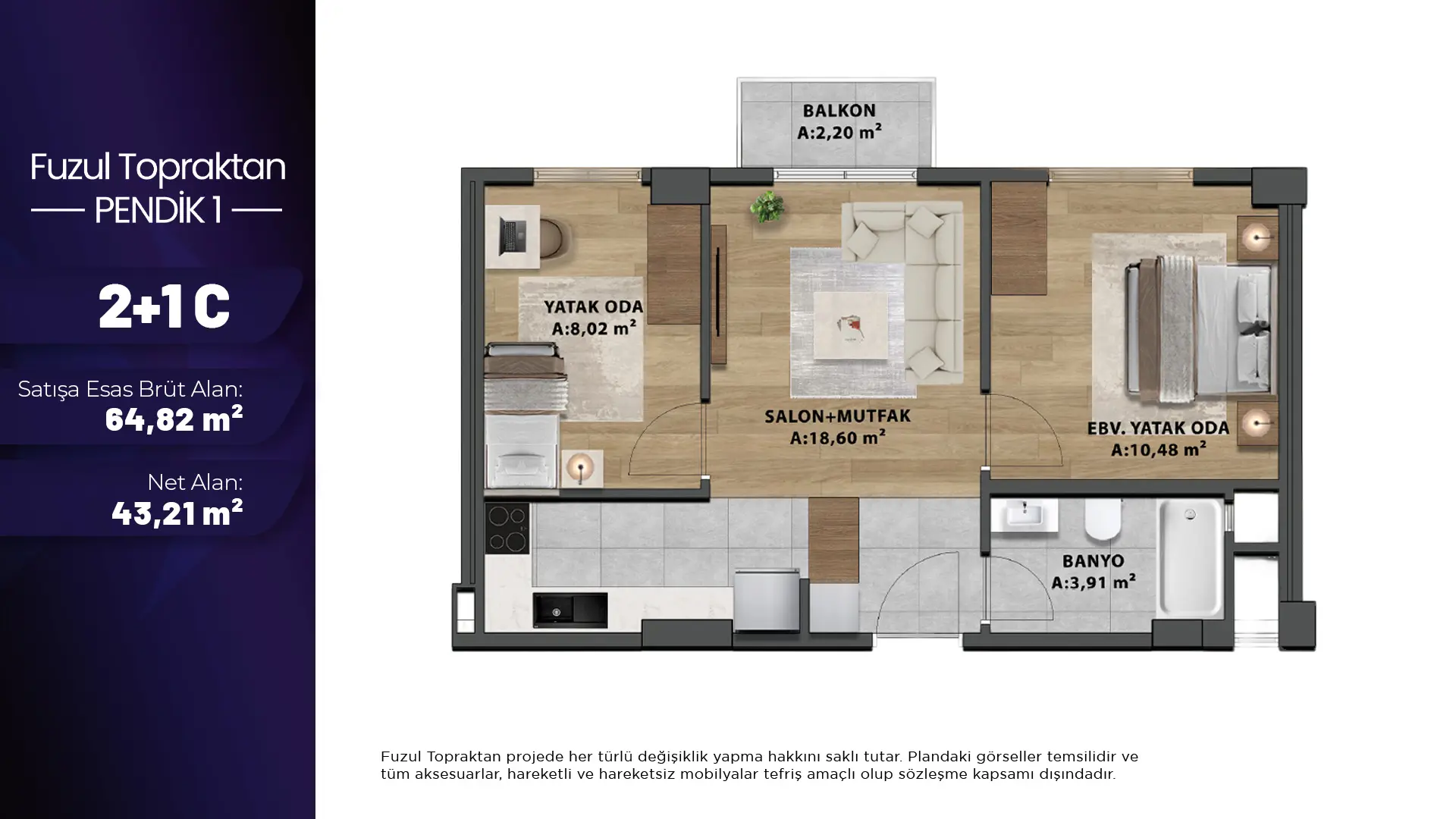 2+1C (B-Blok_Kat1_No.8) Daire Tipi Görseli
