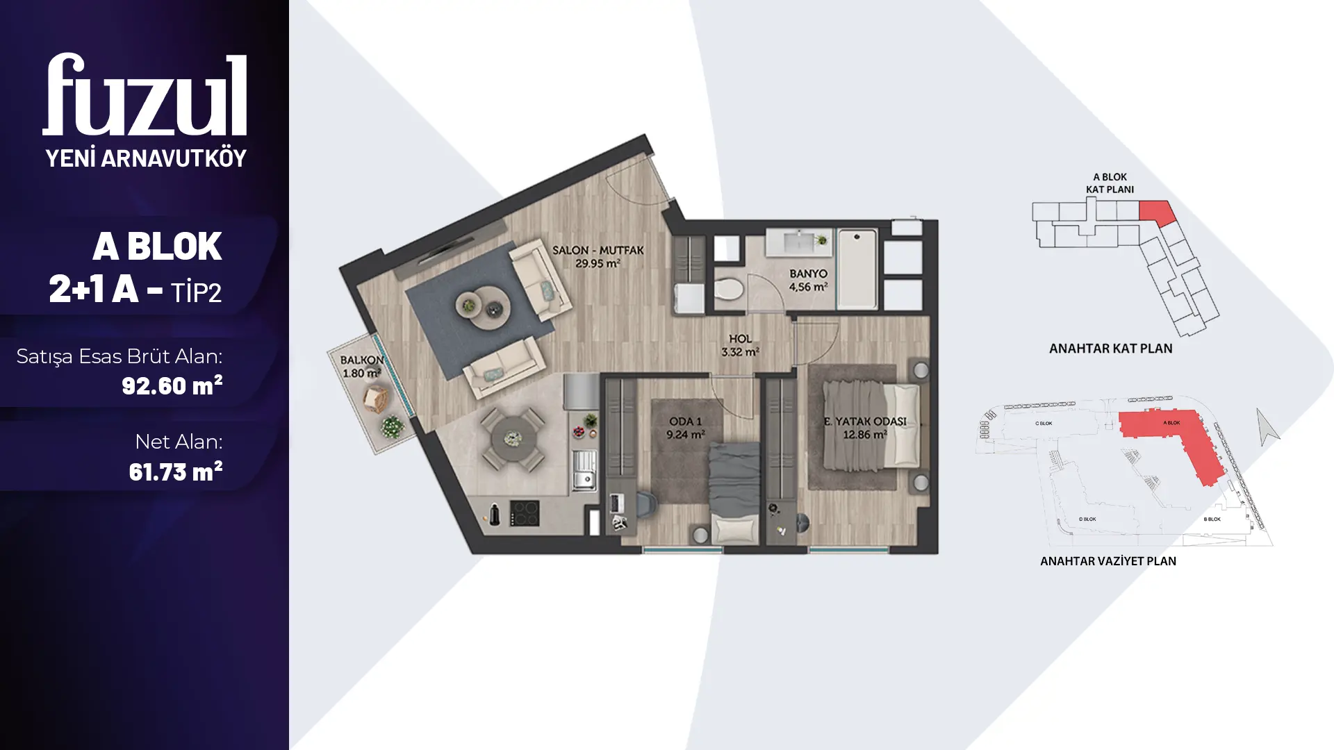 2+1A TİP 2 Daire Tipi Görseli