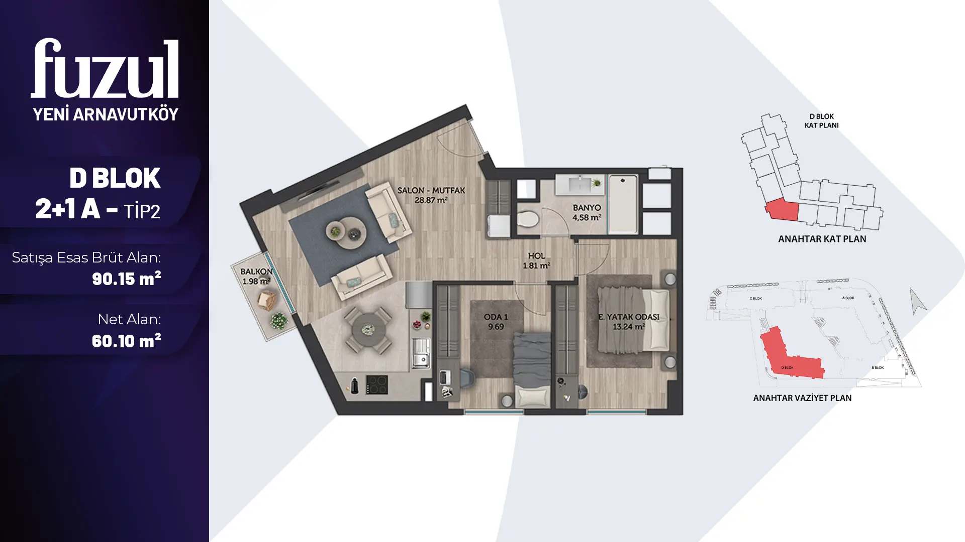 2+1A TİP 2 Daire Tipi Görseli