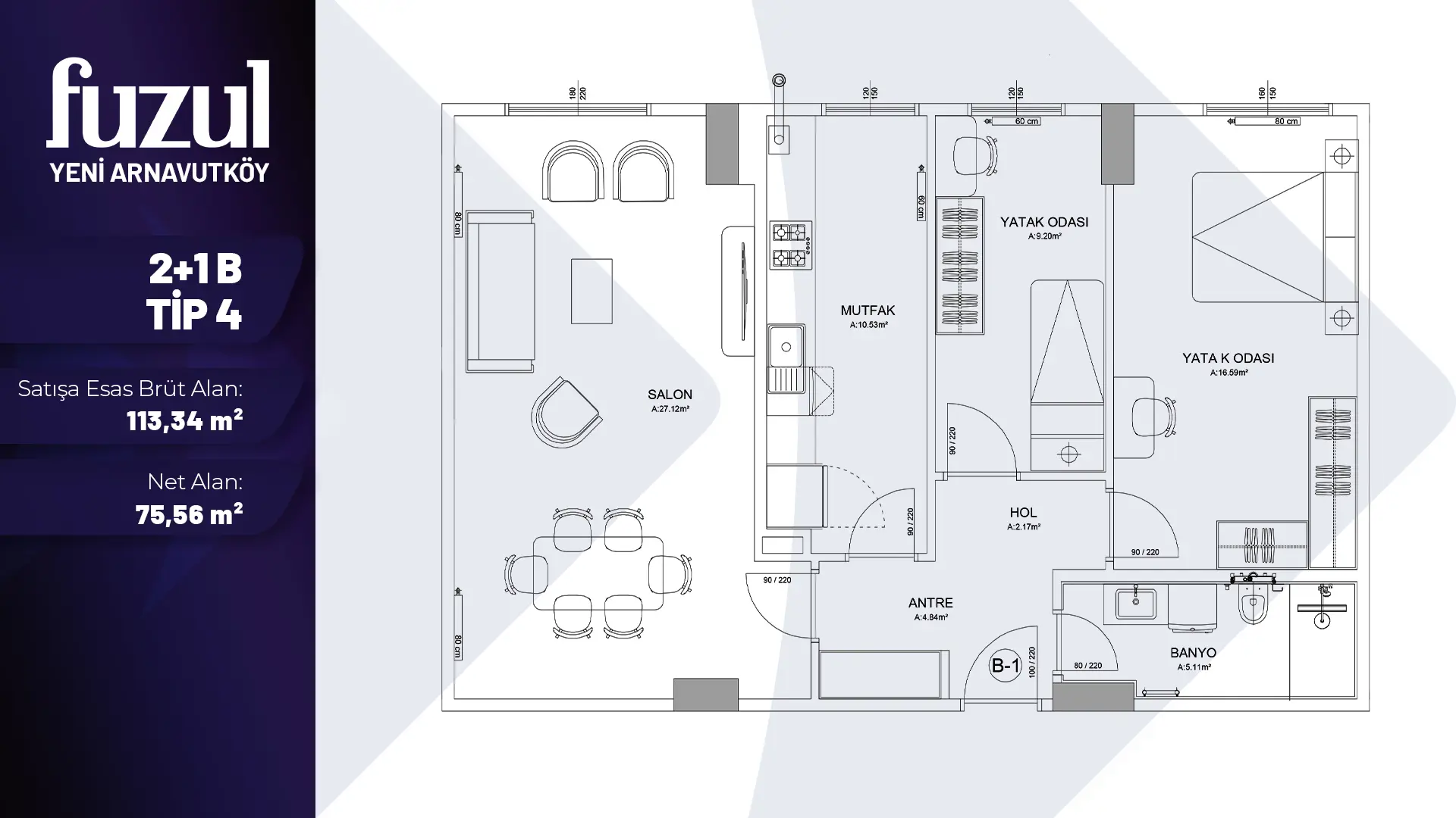 2+1B TİP 4 Daire Tipi Görseli