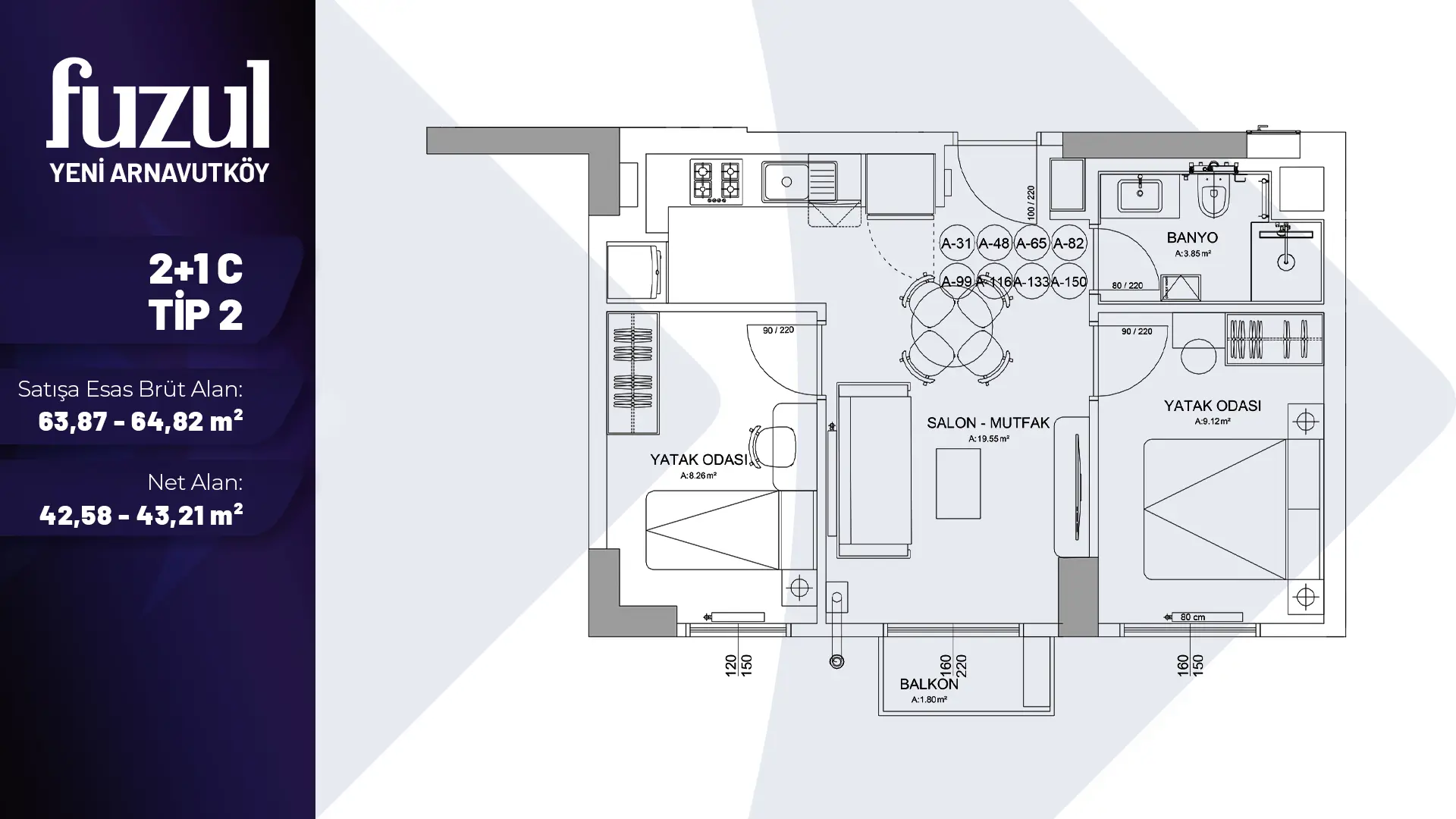 2+1C TİP 2 Daire Tipi Görseli