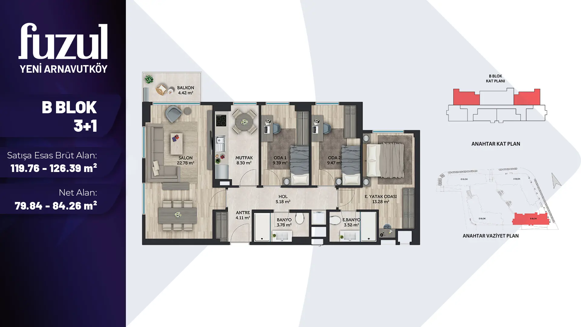 3+1 TİP 1 Daire Tipi Görseli