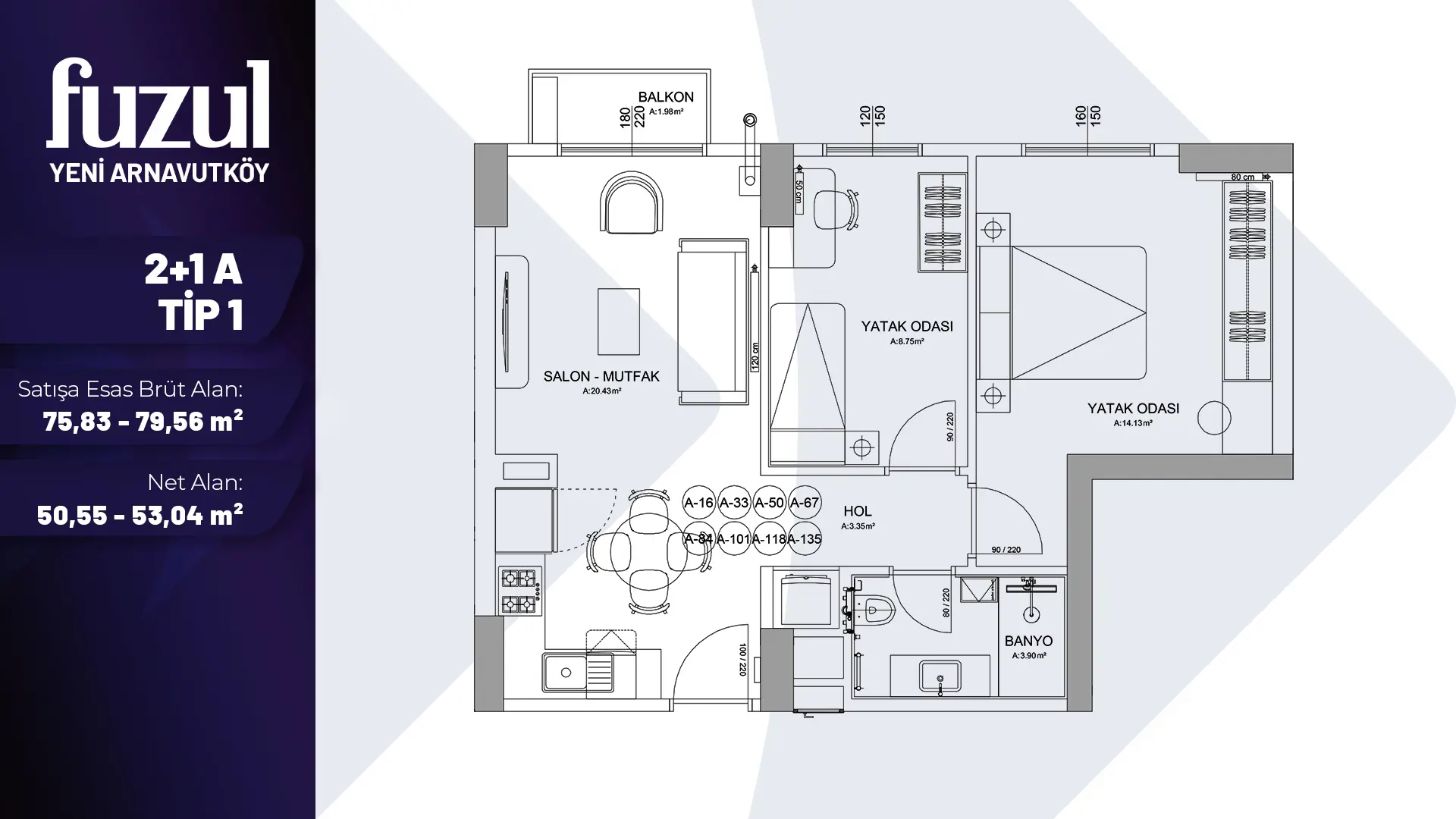 2+1A TİP 1 Daire Tipi Görseli