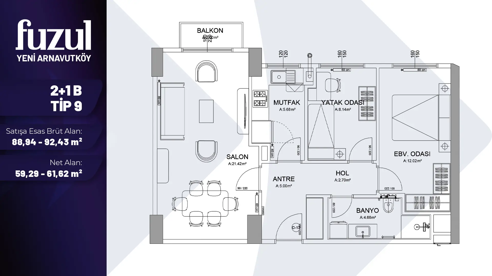2+1B TİP 9 Daire Tipi Görseli