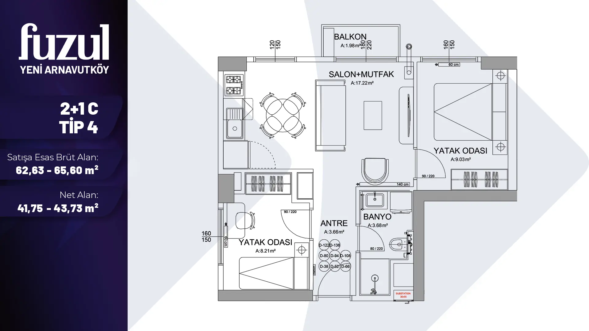 2+1C TİP 4 Daire Tipi Görseli