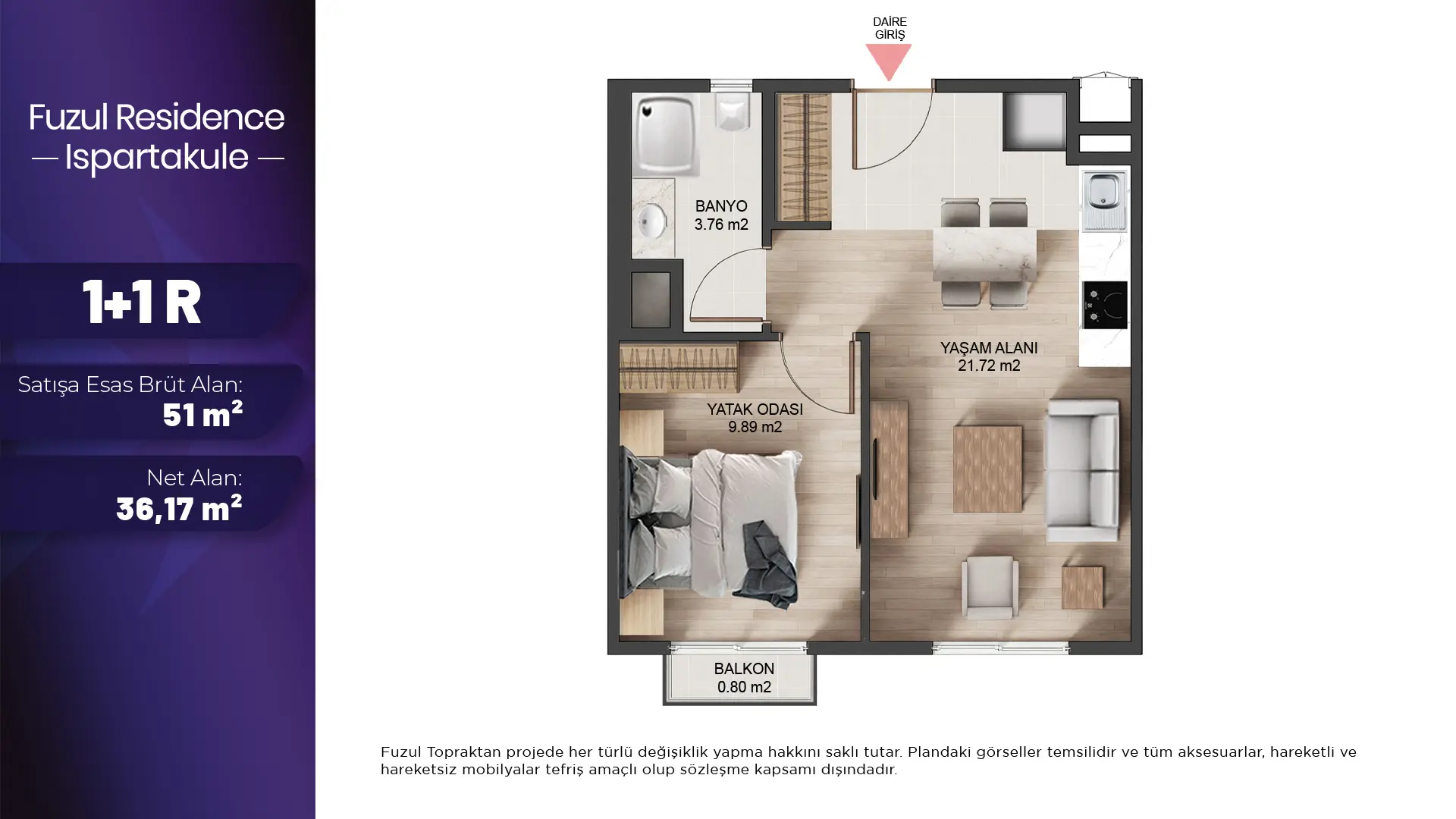 1+1 R Daire Tipi Görseli