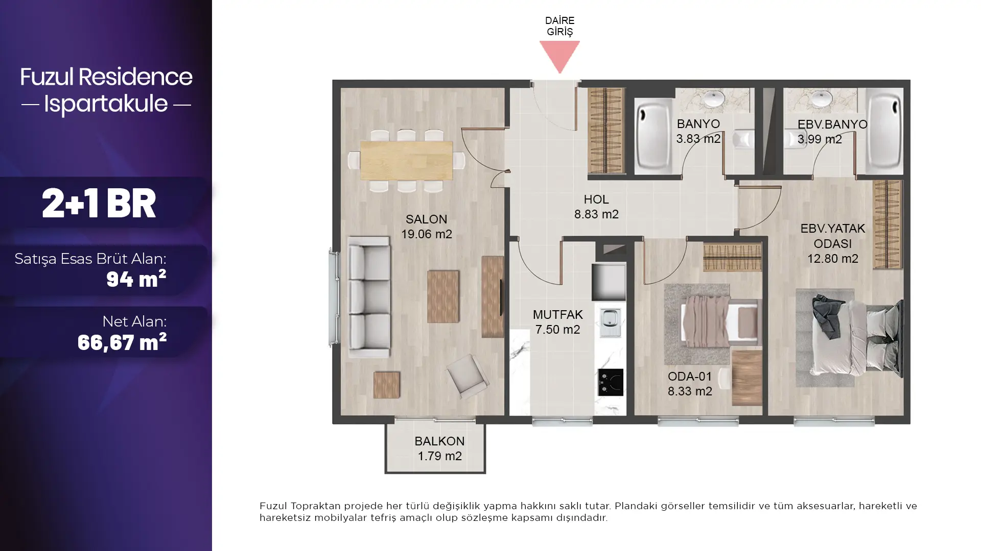 2+1 BR Daire Tipi Görseli